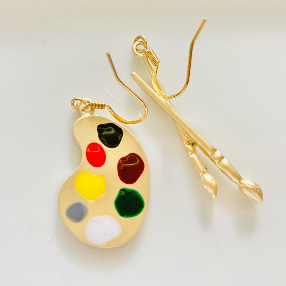 Painter Earrings, drawing, Cute, Palette 🎨Paint